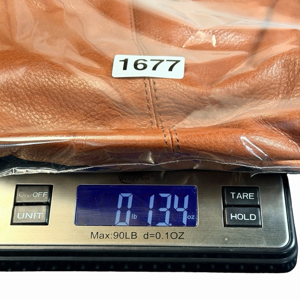 American Leather Co Austin Cognac Brown Pebbled Leather Hobo Shoulder Bag Zipper - Picture 11 of 11